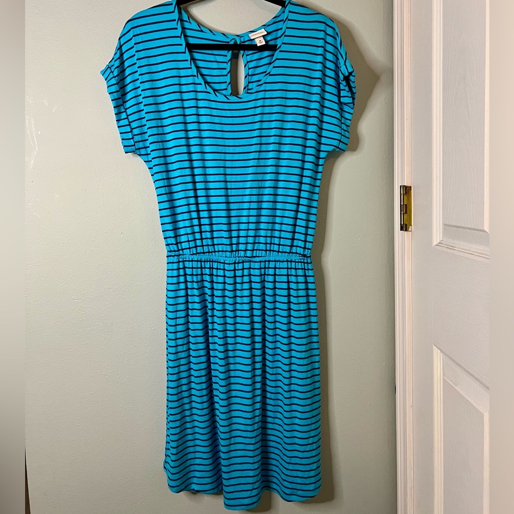 Merona Blue and Black Striped Midi Dress